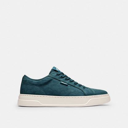 Men's Coach Canvas Sneaker In Signature Jacquard Dark Teal Chalk