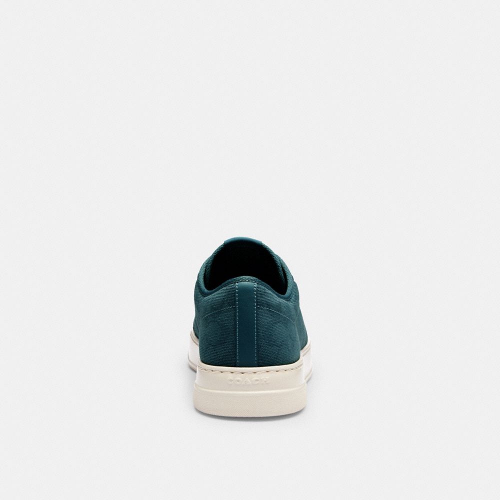 Men's Coach Canvas Sneaker In Signature Jacquard Dark Teal Chalk