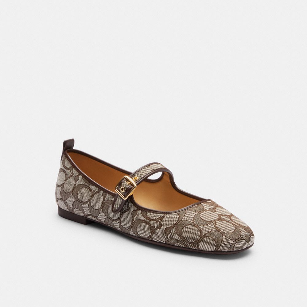 Coach C Rivet Mary Jane In Signature Jacquard Oak Maple