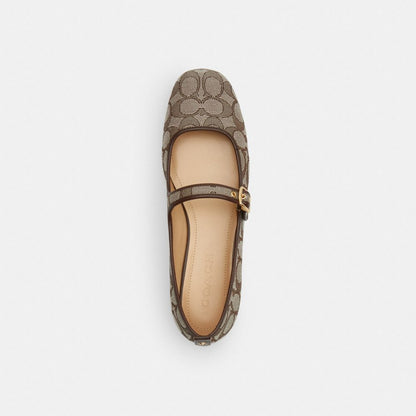 Women's Coach C Rivet Mary Jane In Signature Jacquard Oak Maple