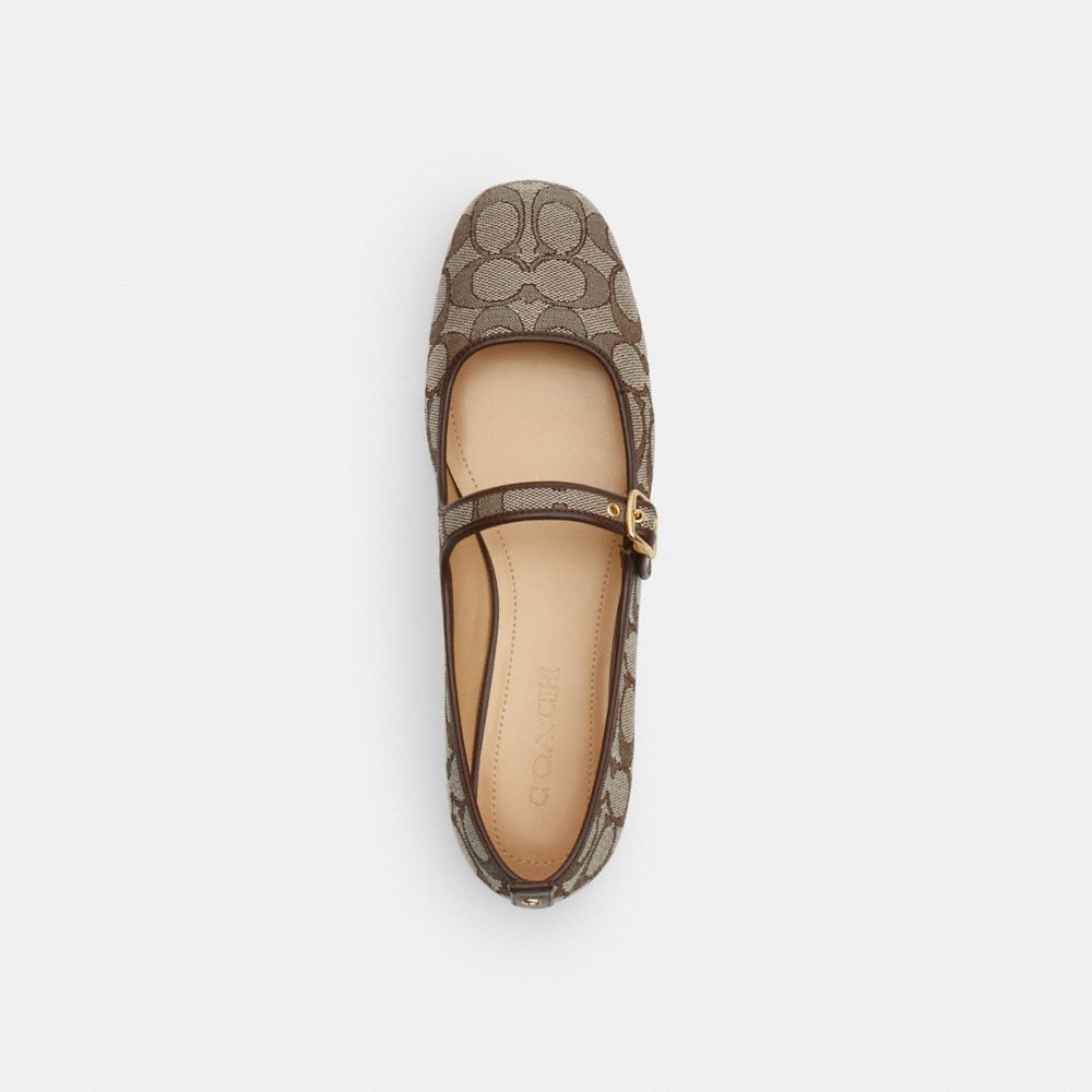 Coach C Rivet Mary Jane In Signature Jacquard Oak Maple