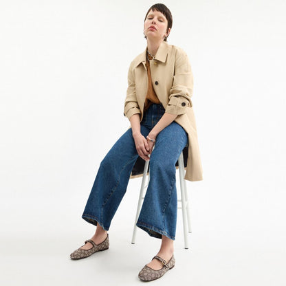 Coach C Rivet Mary Jane In Signature Jacquard Oak Maple