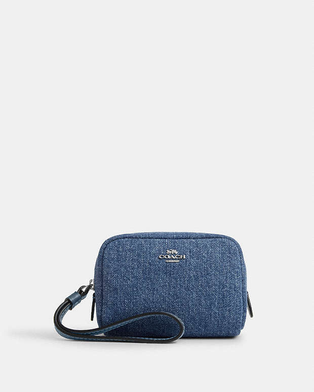 Pouch Wristlet Denim-Silver-Indigo Denim-Silver-Indigo