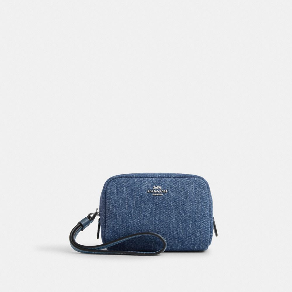 Pouch Wristlet Denim-Silver-Indigo Denim-Silver-Indigo