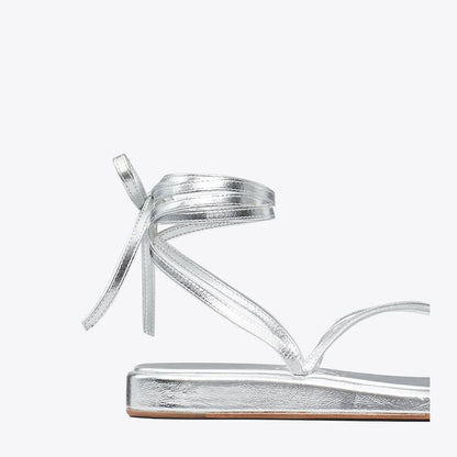 Tory Burch Capri Ankle Wrap Sandal SILVER