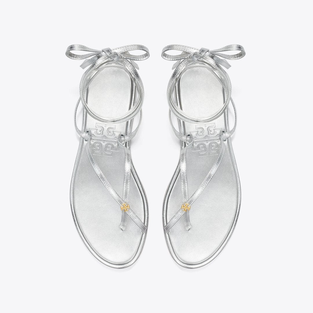 Tory Burch Capri Ankle Wrap Sandal SILVER