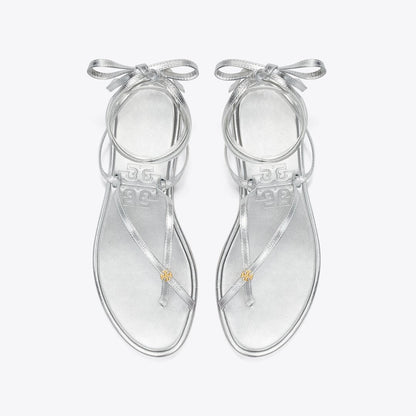 Tory Burch Capri Ankle Wrap Sandal SILVER