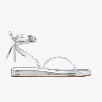 Tory Burch Capri Ankle Wrap Sandal SILVER