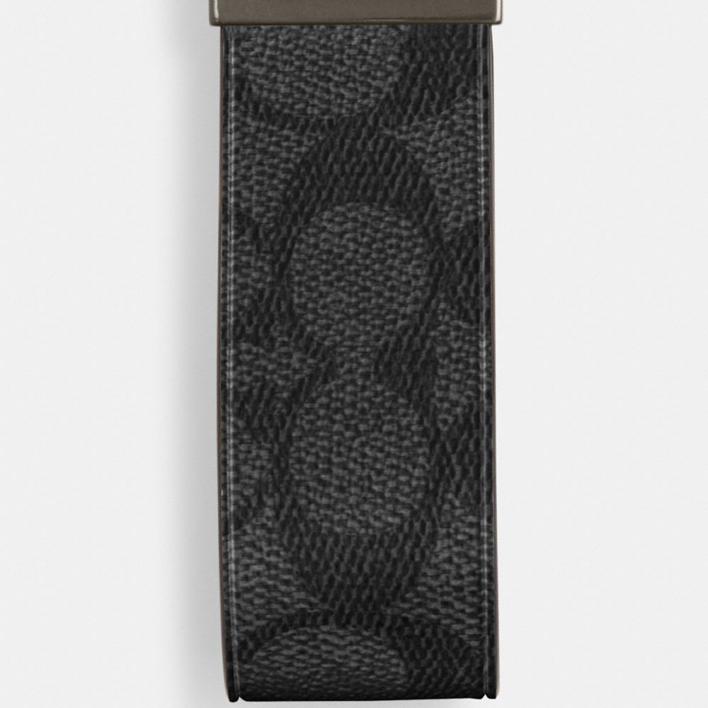 Coach Loop Key Fob In Signature Canvas Gunmetal Charcoal