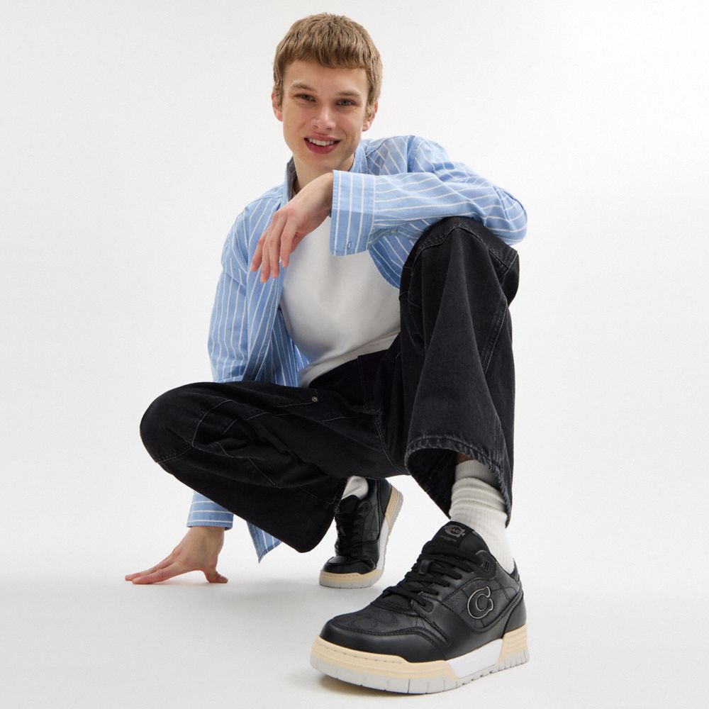 Coach Soho Sneaker With Signature Canvas Charcoal