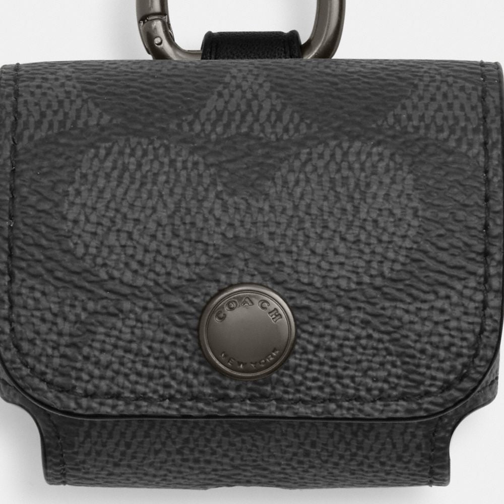 Large Wireless Earbud Pro Case In Signature Canvas Gunmetal-Charcoal Gunmetal-Charcoal