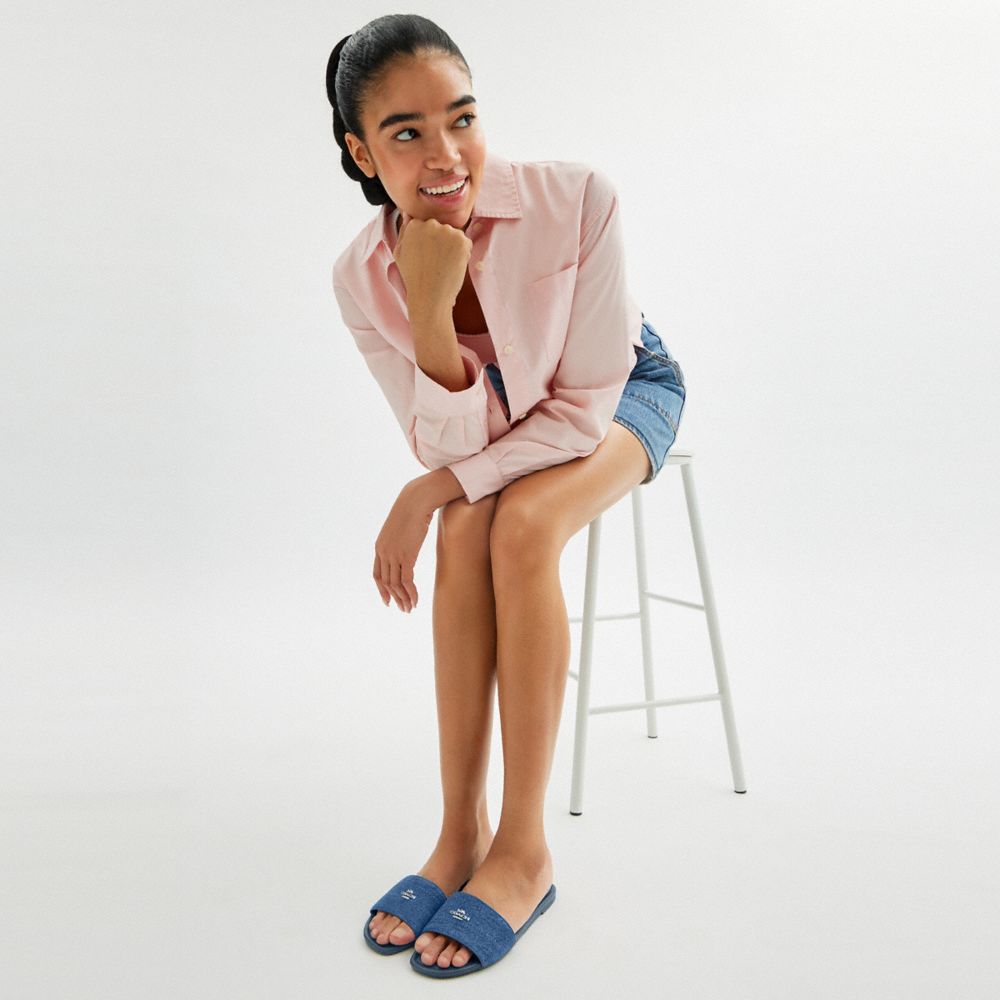 Coach Slide Sandal Denim
