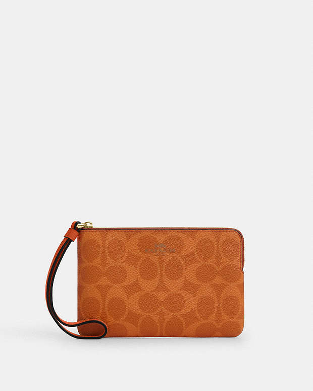 Corner Zip Wristlet In Signature Canvas Signature Canvas-Im-Bright Canyon Signature Canvas-Im-Bright Canyon