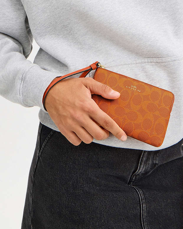 Corner Zip Wristlet In Signature Canvas Signature Canvas-Im-Bright Canyon Signature Canvas-Im-Bright Canyon