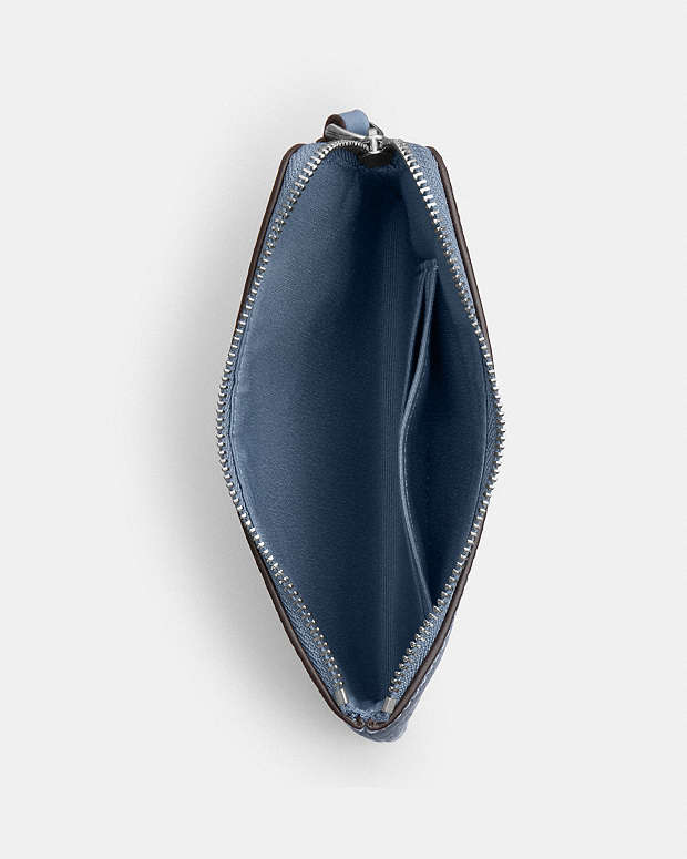 Corner Zip Wristlet In Signature Canvas Signature Canvas-Silver-Chambray Signature Canvas-Silver-Chambray