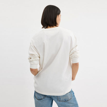 Coach New York Long Sleeve T Shirt In Organic Cotton White