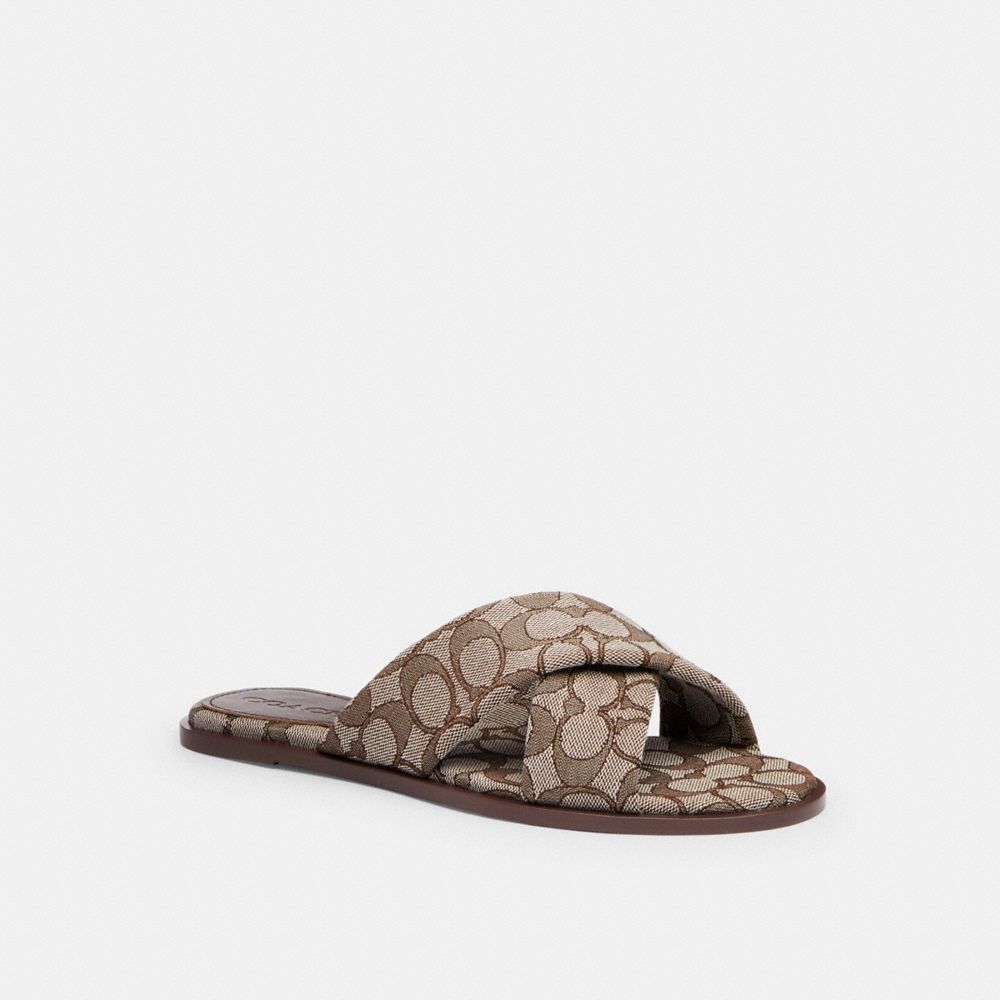 Coach Link Criss Cross Slide In Signature Jacquard Oak