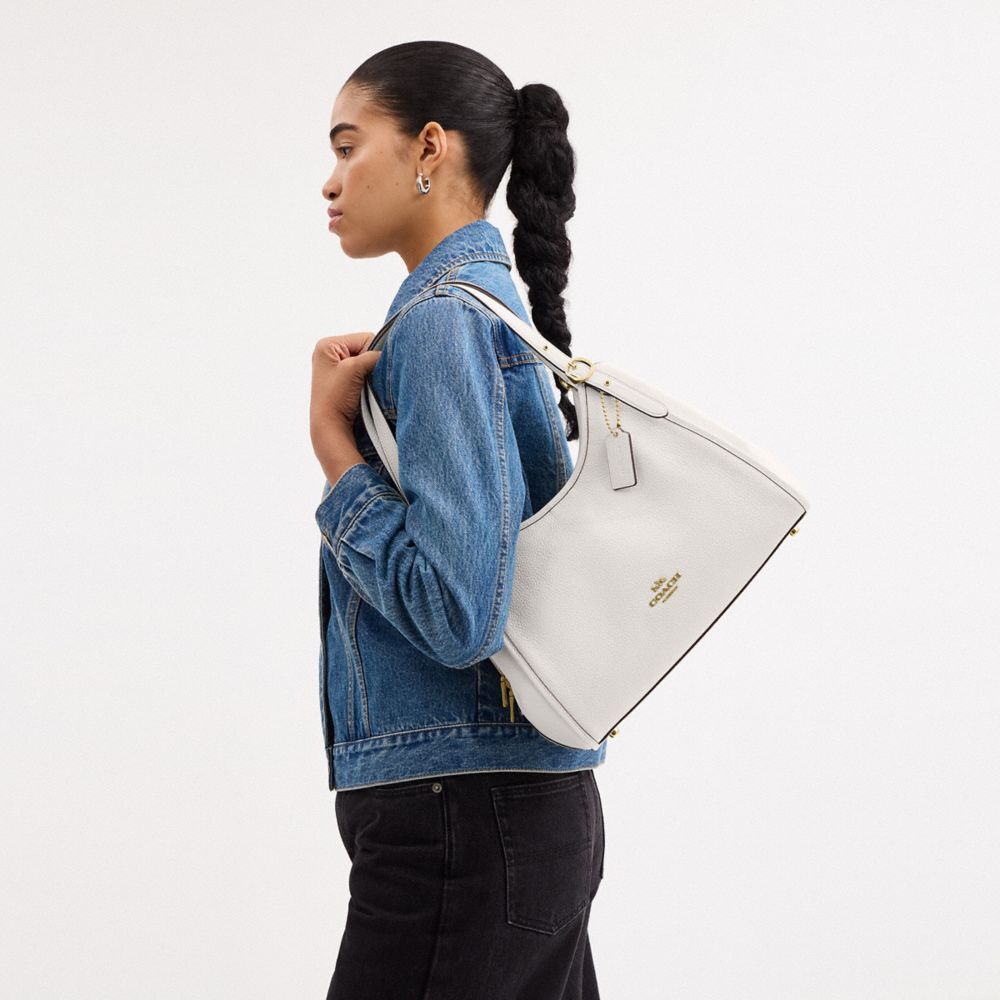 Erin Shoulder Bag Pebbled Leather-Gold-Chalk Pebbled Leather-Gold-Chalk