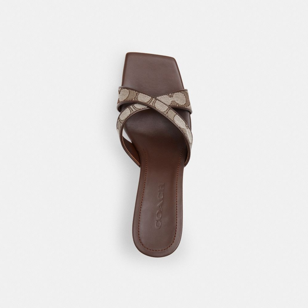 Coach Wedge Sandal In Signature Jacquard Oak Maple