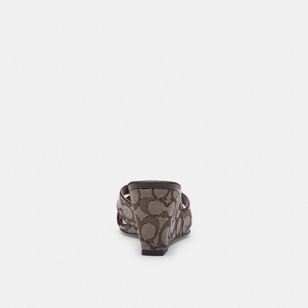 Coach Wedge Sandal In Signature Jacquard Oak Maple