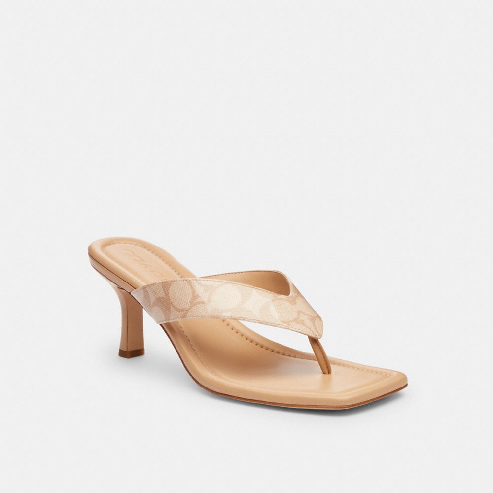 Coach Kitten Heel In Signature Canvas Beechwood