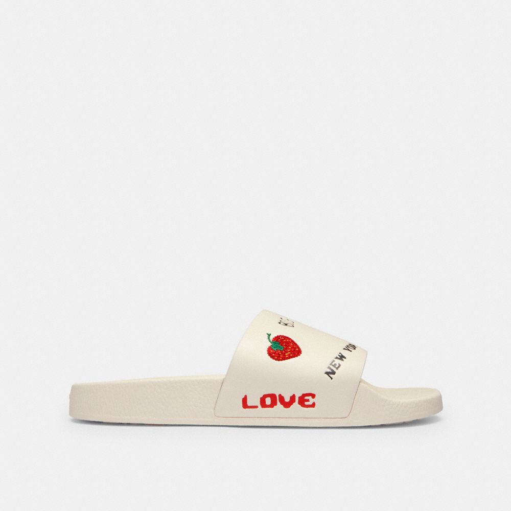 Coach Pool Slide With Sketch Print Chalk Multi