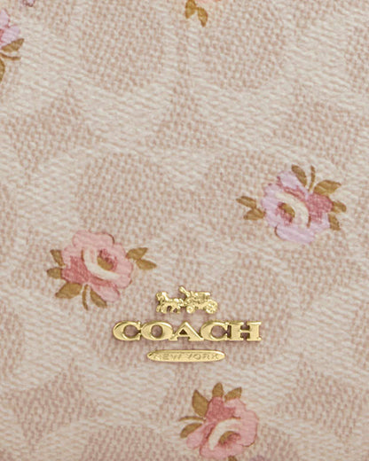 Double Zip Wallet With Signature Canvas With Floral Print Gold-Sand Multi Gold-Sand Multi