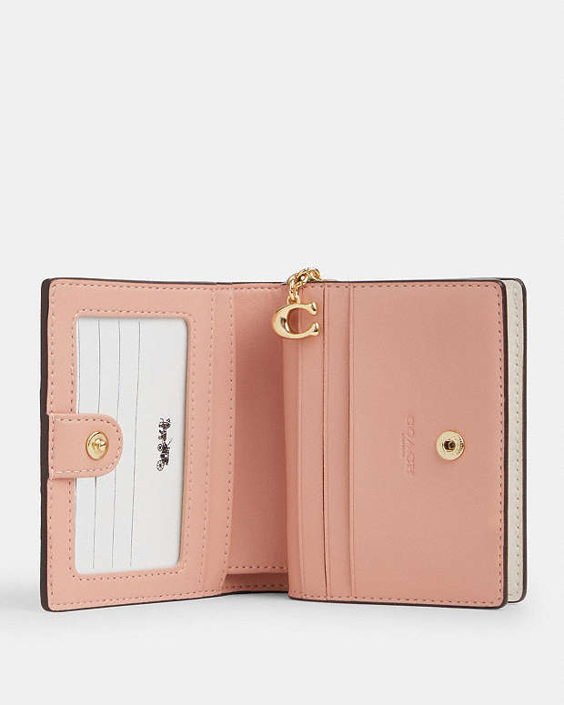 Snap Wallet In Signature Canvas With Floral Print Gold-Sand Multi Gold-Sand Multi