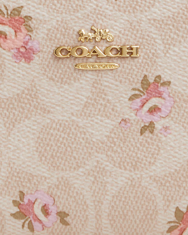 Snap Wallet In Signature Canvas With Floral Print Gold-Sand Multi Gold-Sand Multi