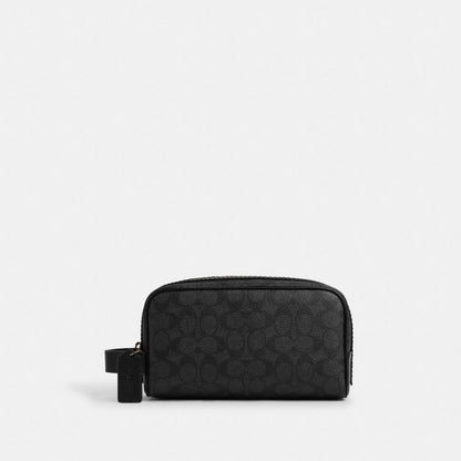 Coach Small Travel Kit In Signature Canvas Gunmetal Charcoal Black