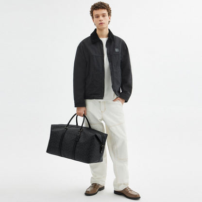 Coach Trekker Bag 52 In Signature Canvas Gunmetal Charcoal Black