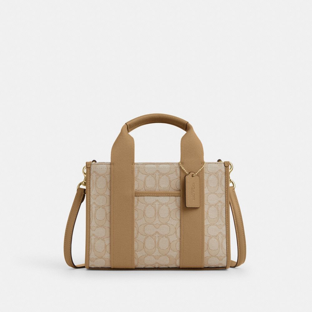 Coach Smith Tote Bag 24 In Signature Jacquard Gold Light Khaki Multi