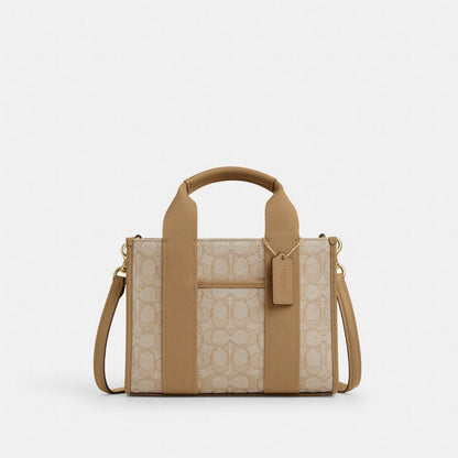 Coach Smith Tote Bag 24 In Signature Jacquard Gold Light Khaki Multi