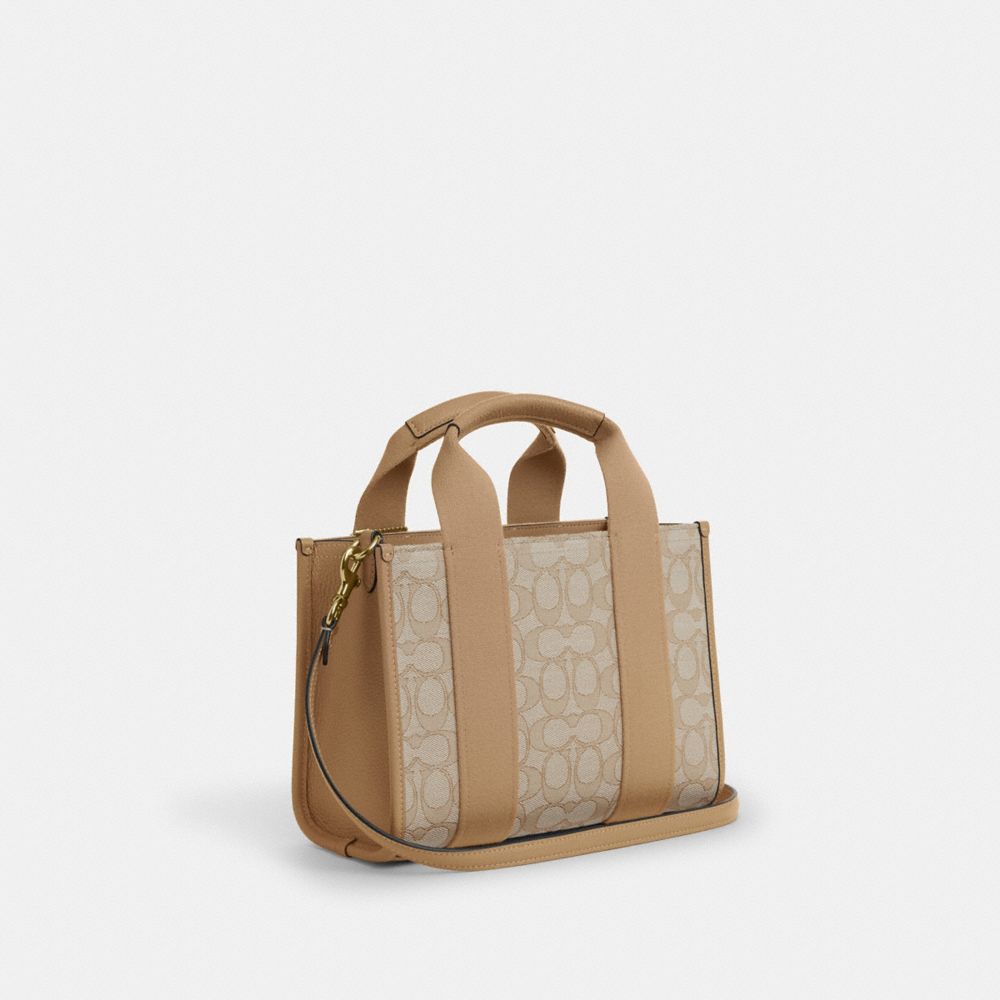 Coach Smith Tote Bag 24 In Signature Jacquard Gold Light Khaki Multi