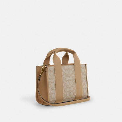 Coach Smith Tote Bag 24 In Signature Jacquard Gold Light Khaki Multi