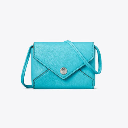 Tory Burch Card Case Lanyard Soft Turquoise