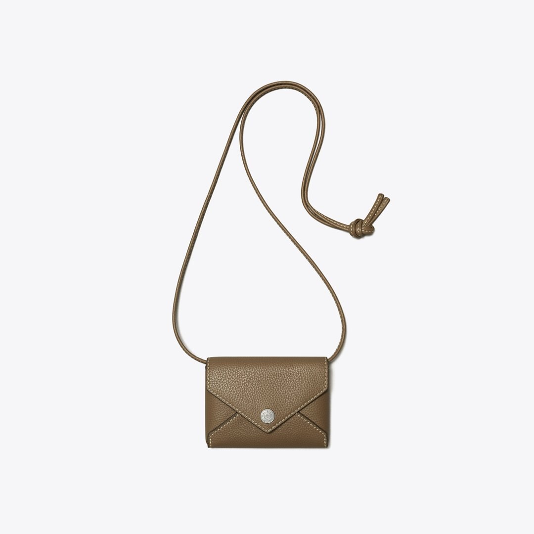 Tory Burch Card Case Lanyard Wild Mushroom