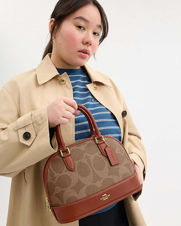 Coach Sabrina Satchel Bag In Signature Canvas Im-Tan-Caramel