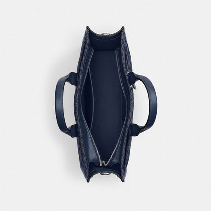 Coach Wesley Tote In Signature Denim Deep Blue