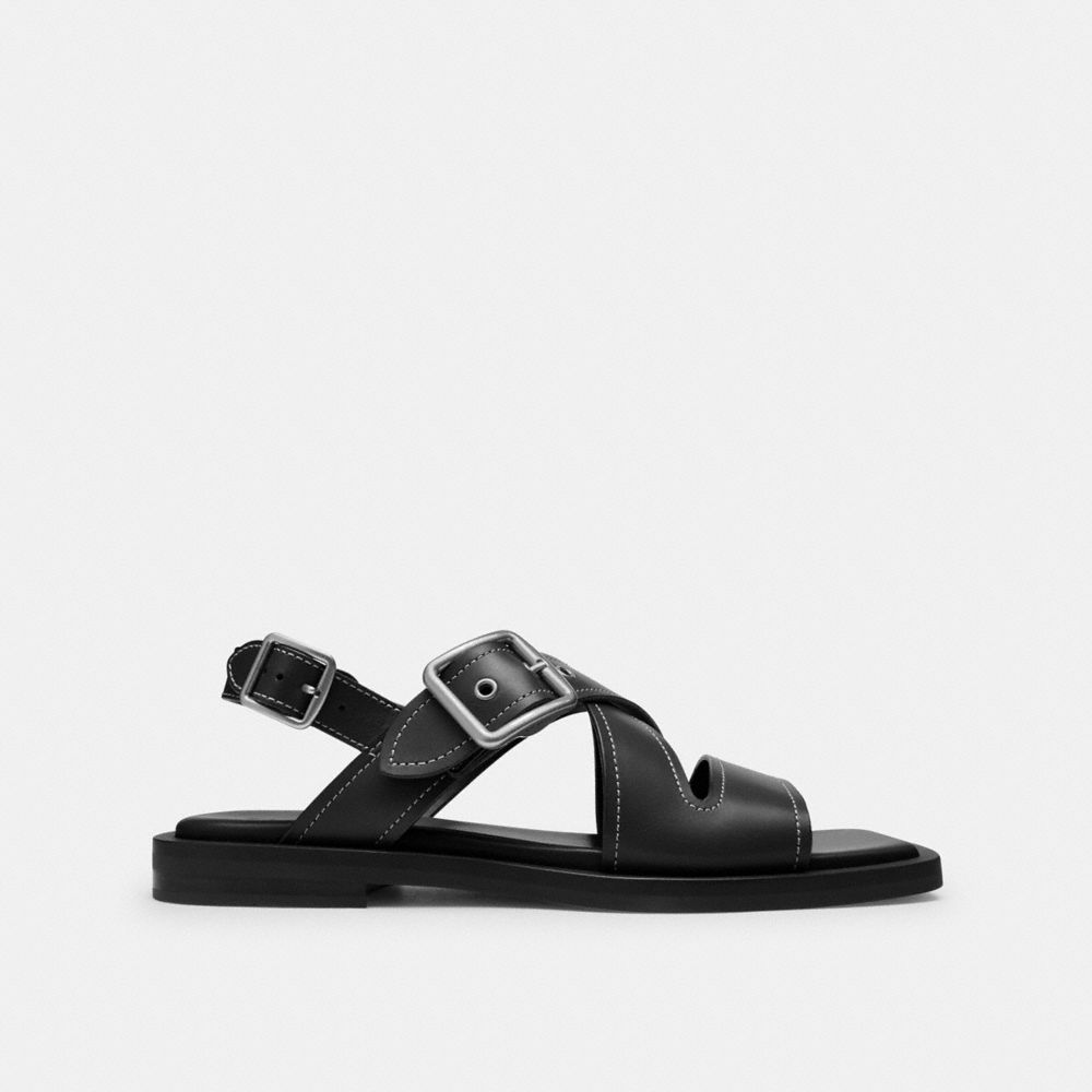 Coach Archival Buckle Flat Sandal Black