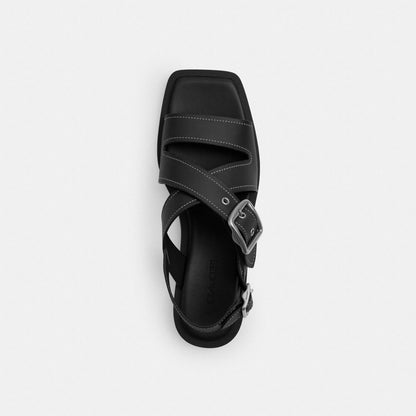 Coach Archival Buckle Flat Sandal Black