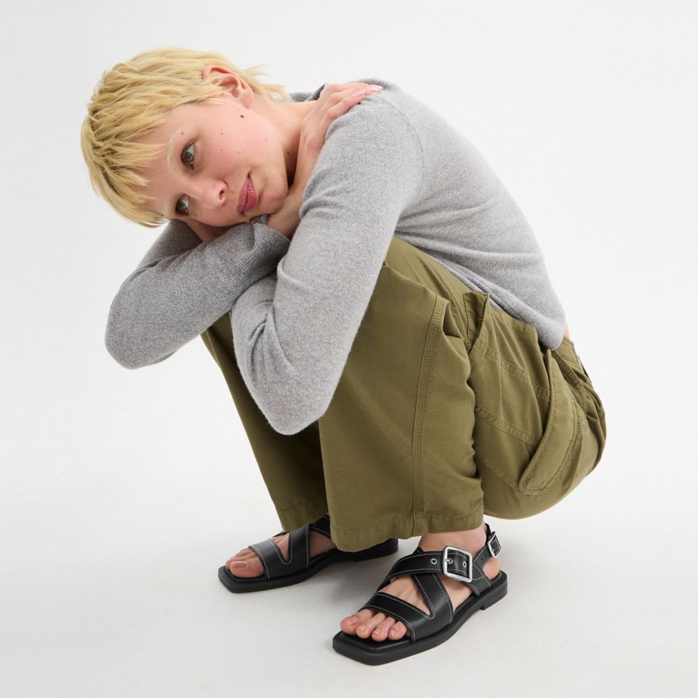 Coach Archival Buckle Flat Sandal Black