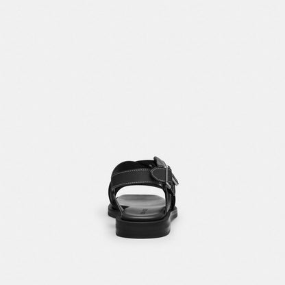 Coach Archival Buckle Flat Sandal Black