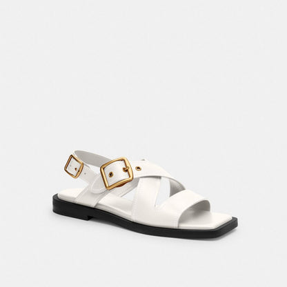 Women's Coach Archival Buckle Flat Sandal Chalk