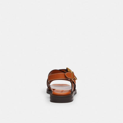 Coach Archival Buckle Flat Sandal Cognac