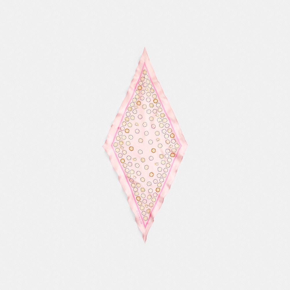 Coach Waterfall Tea Rose Print Silk Diamond Scarf Tickled Pink