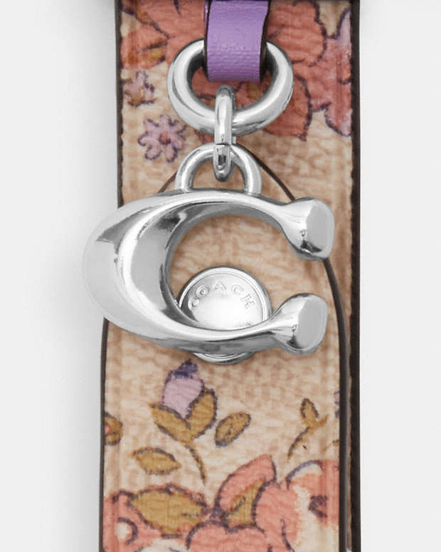 Coach Trigger Snap Bag Charm With Floral Print Signature