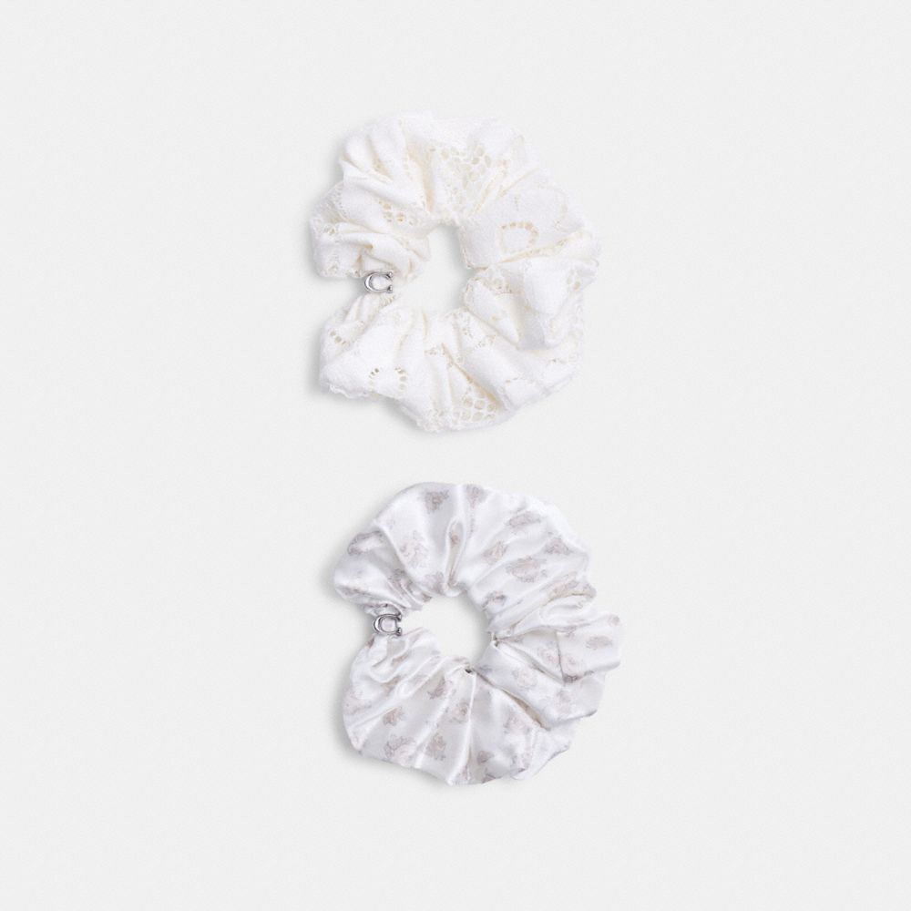 Coach Mini Vintage Rose Print And Lace Hair Ties Pack Off White