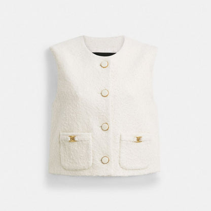 Coach Heritage C Boucle Vest Cream