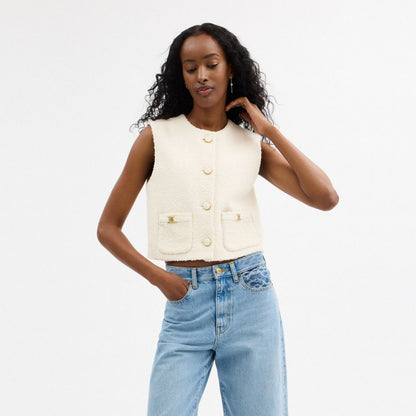 Coach Heritage C Boucle Vest Cream